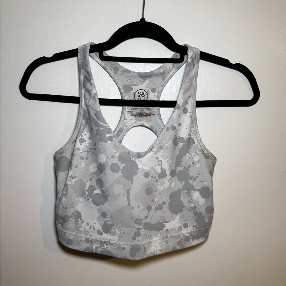 Sage Splatter Design Sports Bra